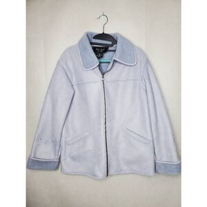 FU DA New York Faux Suede and Shearling Powder Blue Y2K Streetwear Unisex Jacket